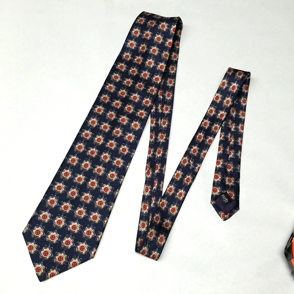 Men's Tie Giordani Blue with Red, Browns, Beige & White, Yellow